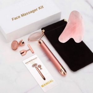 Brand New💗Jade Roller+Gua Sha Rose Quartz,Face Eyes Neck Body Relieve Fi…